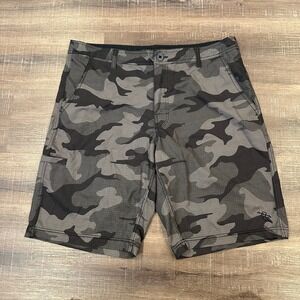 DaHui Hybrid Collection Camo Ripstop Board Shorts Green Size 36 Mens